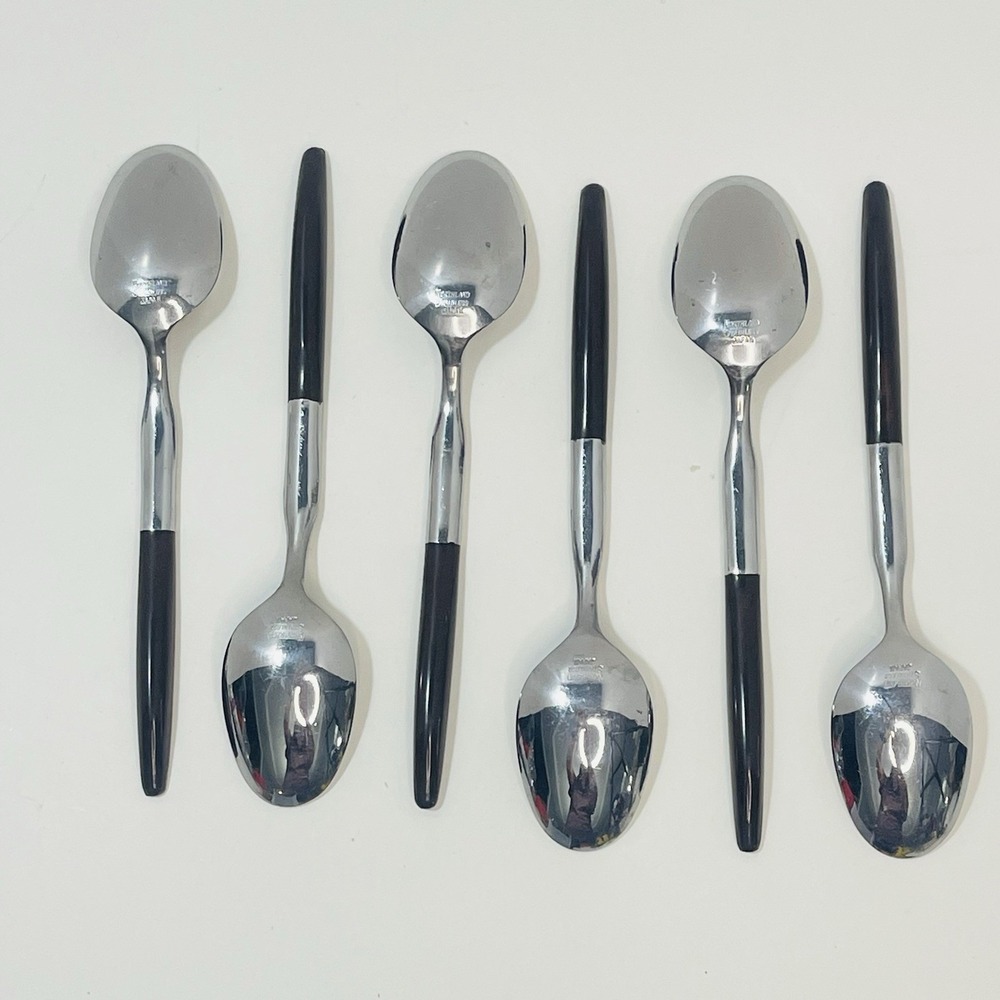Oneida Northland NAPA VALLEY Stainless Teaspoons Brown Handle Set Lot of 6 - Picture 3 of 5